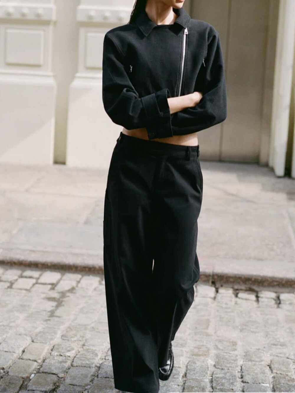Alo Yoga High Road Straight Leg Pant Black Women's Small Wide Leg NWT New